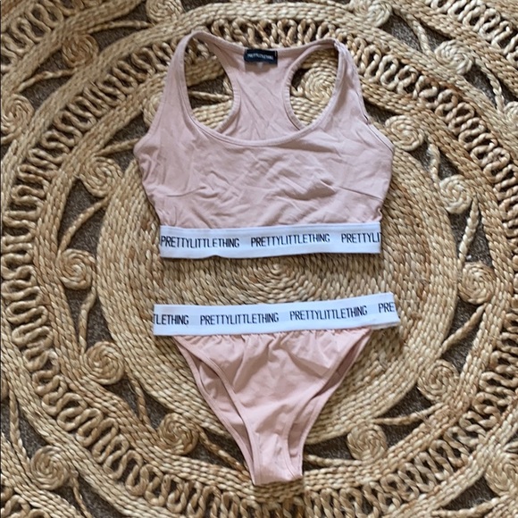 NWOT Pretty Little Thing Blush Sports Bra & Thong - Picture 3 of 6